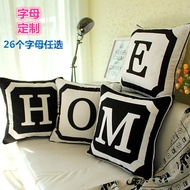 Custom pillow 26 uppercase letters in English text custom pillows sofa cushion black and white minim