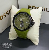 Jam Tangan Fossil pria/jam tangan kasual pria tali karet rubber detik bawah ukr 45cm