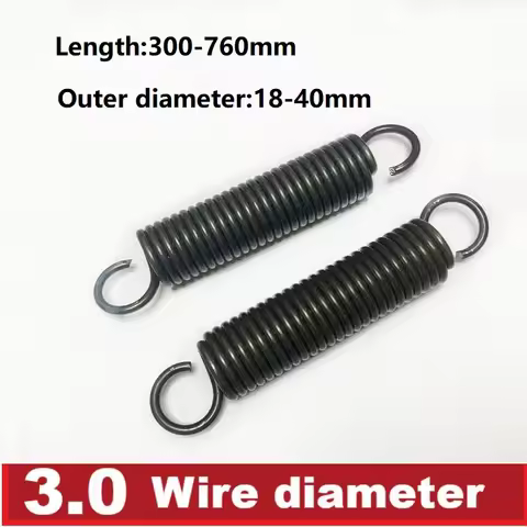 Customized Size Spring Steel Hook Spring, Wire Dia 3mm, Outer Dia 18/20/22/25/28/30/32/40mm, Length 