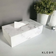 KlearObject Marble Tissue Box-L กล่องทิชชู่ลายหินอ่อน Luxury ผลิตจากอะคริลิคเกรด A เงางาม วัสดุพรีเมี่ยม ใส่ทิชชู่แผ่นยาว กล่องทิชชู่ กล่องอะคริลิค