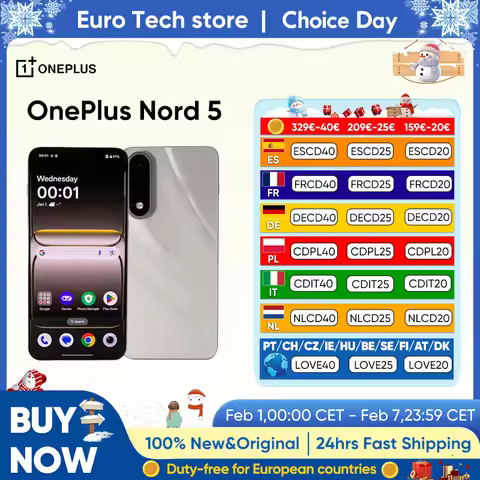 OnePlus Nord 5 Smartphone 5G Snapdragon 8s Gen 3 6.83”AMOLED Display 144 Hz 5200mAh 80W SUPERVOOC Ch