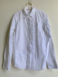 Uniqlo +J系列白色襉褶襟飾埃及棉長袖襯衫