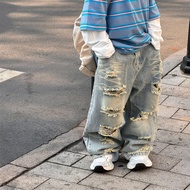 AY Children's Jeans Trousers Boys' Handsome 2025 Spring Korean Version Boys Retro American High Stre