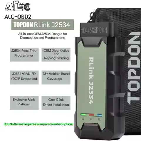 Topdon Rlink J2534 Pass-Thru VCI, OEM Reprogramming Diagnostic Tool Supports J2534 D-PDU CAN-FD DoIP
