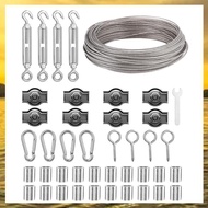 (HARB) Wire Rope Wire Rope Metal 30M 2mm with Turnbuckle Wire Tensionerfor Climbing PlantsFenceStrin
