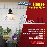 House Number Plate Nombor Rumah 门牌 Stainless Steel 304 白钢门牌 U Series107