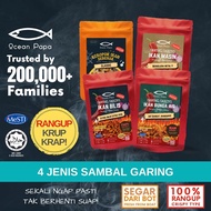 [ Bundle 4 ] Sambal Garing Ocean Papa (Extra Bilis / Super Pedas / Bunga Air / Ikan Masin) / Keropok Ikan Sebenar