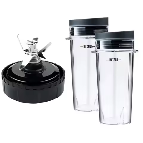 N85R 16 OZ Cup with Two Lids,6 Fins Blade for Ninja,Blender Replacement Parts Accessories for Ninja 