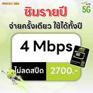 (ซิมรายปี AIS) เน็ตไม่ลดสปีด ไม่จำกัด GB เร็ว 6 Mbps 4 Mbps ใช้ได้นาน 1 ปี