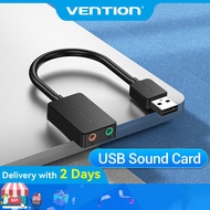 Vention 48KHz/16bit USB Sound Card, 2-in-1 External Audio Adapter with Separate Earphone & Mic Ports
