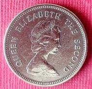 930全新香港1980年（伊莉莎白女王）伍毫錢幣乙枚（保真，全新，美品）。