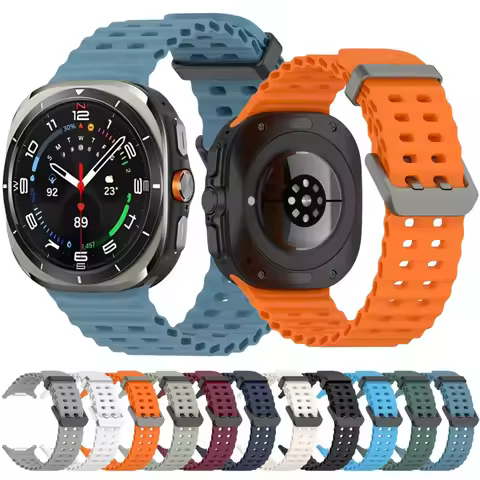 Sports Silicone Strap for Samsung Galaxy Watch Ultra 47mm 2025 Official Breathable Wristband for Gal