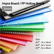 Impra Board / PP Corrugated / PP Hollow Board / PP Straw Board / Polyplast Board - Thickness 3mm