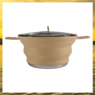 Outdoor Folding Pot Silicone Hiking Cooking Pot Portable Picnic Pot Stainless Steel Camping Cooker