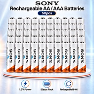 [ SONY ] AA / AAA 1.2V Rechargeable Ni-MH Battery | 50pcs Per Pack | Reusable Battery