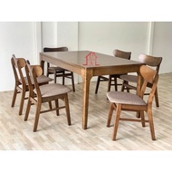 Lux 5s 5ft/150cm solid rubberwood dining table with 6 chairs/4 chairs + bench/ mejamakan