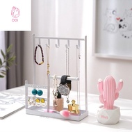 DOI4RE โลหะ ชั้นวางแสดงเครื่องประดับ หลายฟังก์ชัน ตะขอแขวน ชั้นวางสร้อยคอ ตู้โชว์ พร้อมถาดอาหาร ที่เ