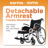 Soma Agile DAF Aluminum Wheelchair With Detachable Flip Back Arm Rest and Swing Away Footrest