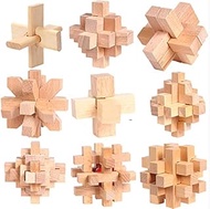 9 pieces of 3D wooden lubansuo early childhood education puzzle kongmingsuo IQ test building blocks 