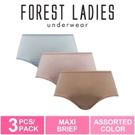 Forest Seluar Dalam Perempuan | Forest Ladies Microfibre Maxi Brief Underwear Assorted Colours (3 Pc