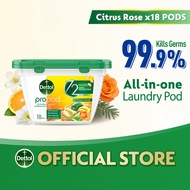 Dettol All in One Laundry Capsule 18s Laundry Pod Citrus Rose, Powerful Laundry Detergent w Stain Re