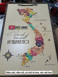 Bản đồ Việt Nam gỗ size đại 60*40cm in nổi 3D 2 lớp mới 34 tỉnh thành đẹp sắc nét trang trí tranh t