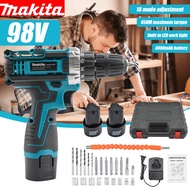 Makit.a Hand Portable Cordless Drill 98V Electric Drill Cordless Impact Drill Power Tools Heavy Duty Drill Set with 2 batteries Screw Wireless Hammer Original Japan Driller Driver Rechargeable Machine Crodless Brushless Battery Screwdriver