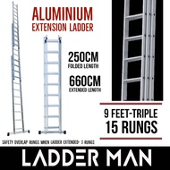 9 Feet 27 Steps Triple Extension Telescopic Ladder Heavy Duty Foldable Aluminium Ladder 3 Section 2.