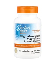 Doctors Best High Absorption Magnesium 100% Chelated with Albion Minerals 100 mg 120/240 Tablets แมก