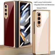 【Ready Stock】Samsung Galaxy Z Fold 4 case Electroplated Glass Painted Phone Case With HD tempered fi