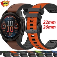 QuickFit 26/22mm Nylon+Silicone Band For Garmin Fenix 8 7 6 5 For Garmin Enduro 3/2/1 Instinct 3 50m