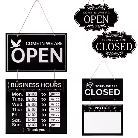 Business Hours Sign Store Welcome Chalkboard Open And Closed Sign Board for Restaurant Cafe Retail S