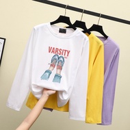 Women T Shirt Long-sleeved Plus Size Bottoming Shirt Loose Lengan Panjang Muslimah Baju Budak Perempuan