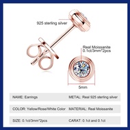 Sweetrain 0.1CT 3mm Rose Gold Color Moissanite Stud Earrings for Women Certified 925 Silver Small Di