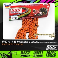 RANTAI MOTOSIKAL SSS RACING CHAIN PC 415HSB X 132L ORANGE PLATED (OUTER LAYERS ONLY)