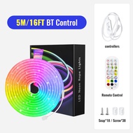 3M/5M/10M 220V ไฟติดห้องนอน RGB LED นีออน Strip Light IP65 กันน้ำยืดหยุ่นนีออน LED Strip Lightบลูทูธ