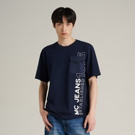 Mc JEANS Men's Short-Sleeved T-Shirt Round Neck Navy Blue MTTZA07 Regular Fit Style Fabric 1 COTTON 
