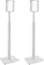 ULTi White Speaker Floor Stand for Sonos One, SL - Height Adjustable, Built-in Cable Management &amp; Surround Sound Setup - Dual