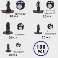 100Pcs/Box 8-16mm Doll Eyes Cartoon Safety Eyes for Handmade Eyes Doll for Bear Craft Stuffed Toys D