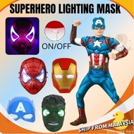 Topeng Superheros Spiderman Ironman Captain America LED Topeng untuk Kanak-kanak (stok sedia)