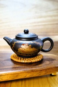 春宮圖茶壺 老紫砂壺 宜興 八十年代 手拉壺 真品 古董茶具 老茶壺 日本回流 老安順 潮州壺 鎏金 男女秘戲圖