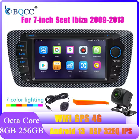BQCC 7" Android 13 Octa Core GPS WIFI 4G Car Radio Mirrorlink 32EQ DSP ASP Car Stereo Carplay Naviga
