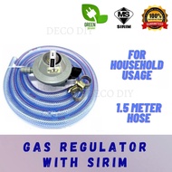 [Sirim] Low Pressure Gas Safety Regulator Kepala Gas Tekanan Rendah Hose 1.5 Meter And Clips Dapur Stove 低压气体安全调节器