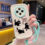 เคสสําห Xiaomi Redmi 14C 5G A4 5G A14R 5G POCO C75 5G POCO M7 5G เคสโทรศัพท์แมวดาวซิลิโคนสายคล้อง