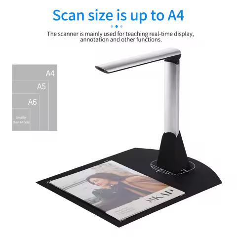 Aibecy BK34 Portable Document Camera Scanner High Speed 5MP Max A4 Size Book Scanner with LED Suppor