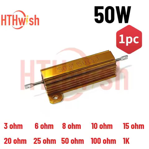 50W High Power Aluminum Metal Case Wirewound Fixed Resistors 3/6/8/10/15/ 20/ 25/50/100ohm 1K Dummy 