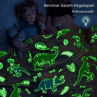 Luminous Unicorn ไดโนเสาร์โยนผ้าห่มสําหรับเด็กผู้หญิง Plush Flannel ผ้าห่มต้นคริสต์มาสเรืองแสงใน Dar