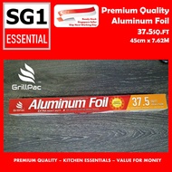GRILLPAC HEAVY DUTY ALUMINIUM FOIL / BAKING ROASTING GRILLING FOIL LINER 45CM X 7.62M 37.5SQFT $6.9