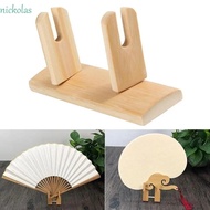 NICKOLAS Folding Hand Fan Stand, Durable Traditional Bamboo Display Holder, 2 Sides Slot Design Stylish Bamboo Chinese Traditional Fans Accessories Desktop Decoration