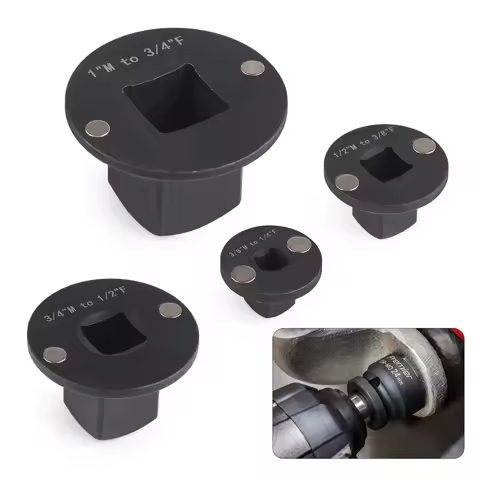 Cnsport Black Drive Ratchet Adapter Set 1/4" To 3/8", 3/8" To 1/2", 1/2" To 3/4", 3/4" To 1" Low Pro